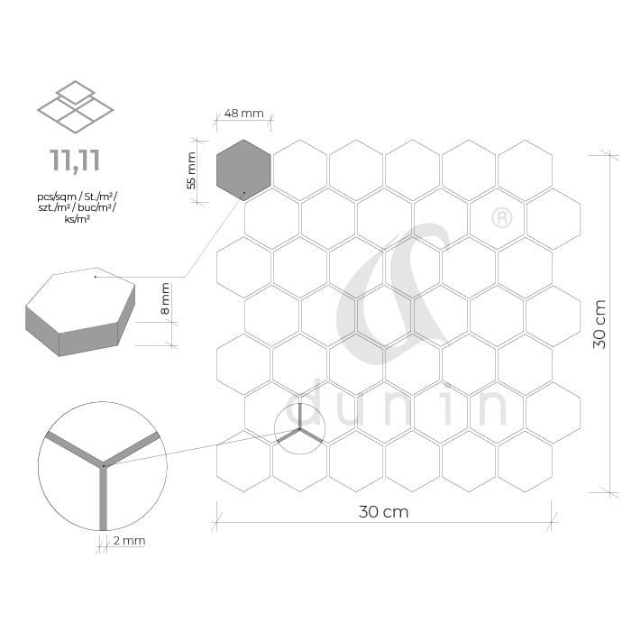 Mosaïque murale Mélange hexagonal gris Allumi 48 - 6