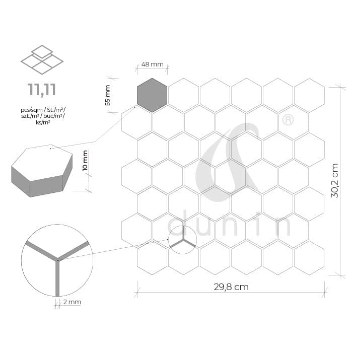 Mosaïque hexagonale Carrara White 48 - 6