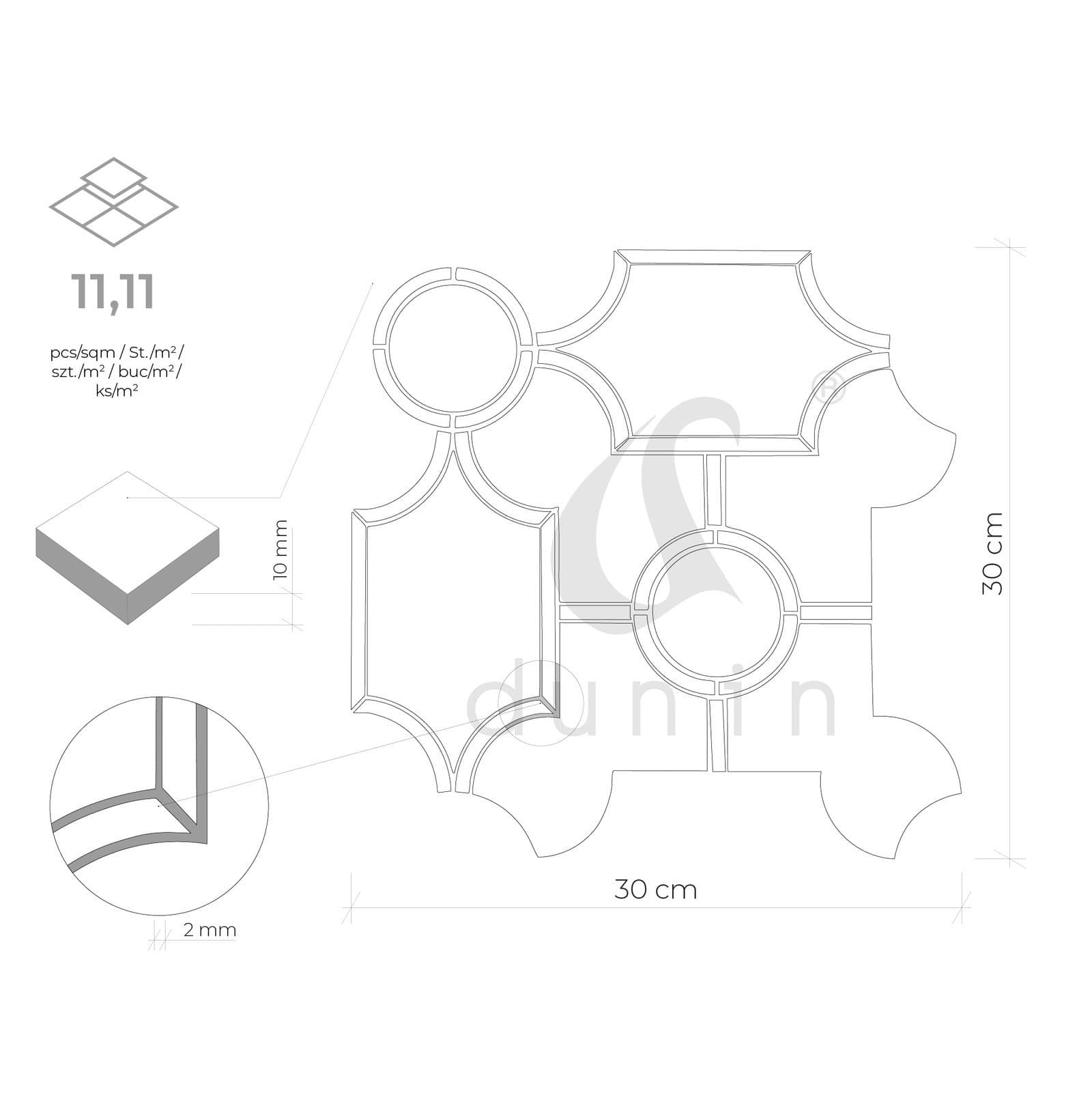 Mosaïque Manoir blanc de Carrara - 7