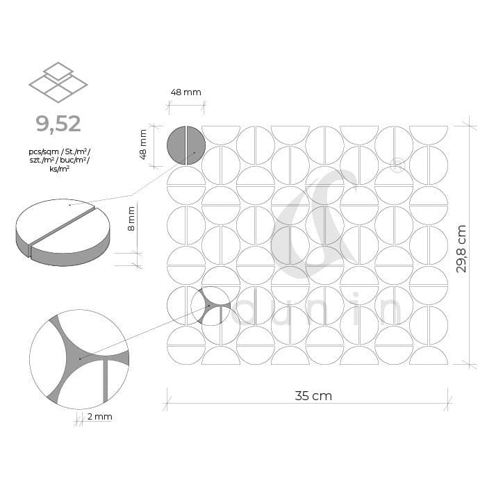 Mosaïque murale Allumi Tabs Argent - 5