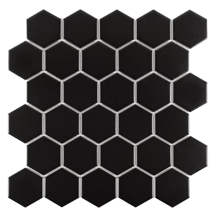 Carrelage Hexagone Noir 51 Mat - 2