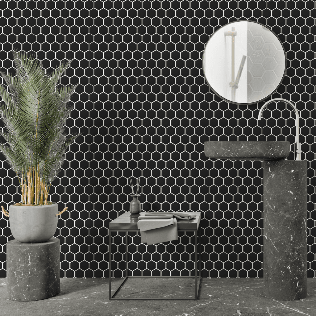 Carrelage Hexagone Noir 51 Mat - 5