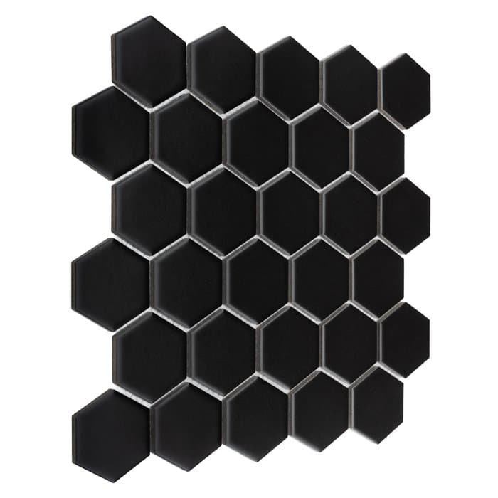 Carrelage Hexagone Noir 51 Mat - 3