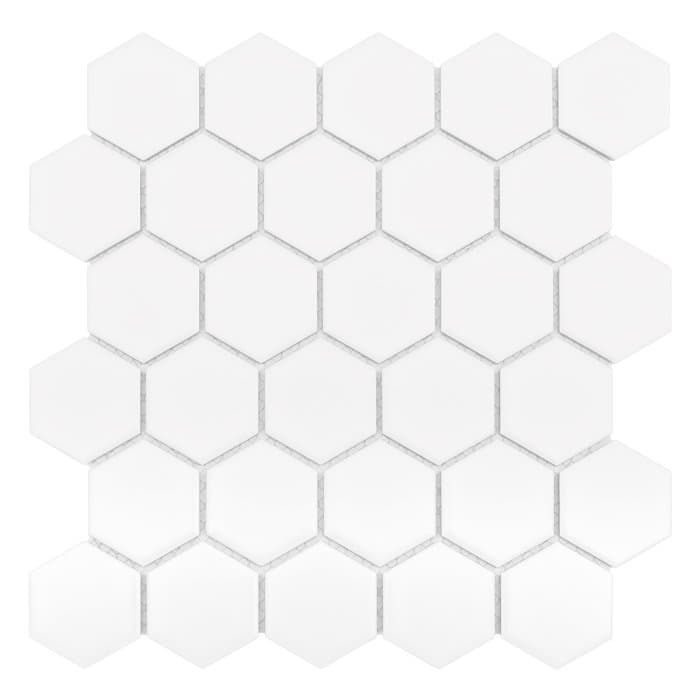 Mosaïque hexagonale grès cérame mat Blanc 51 mm - 2