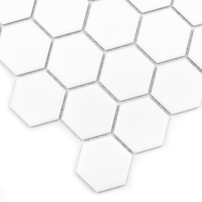 Mosaïque hexagonale grès cérame mat Blanc 51 mm