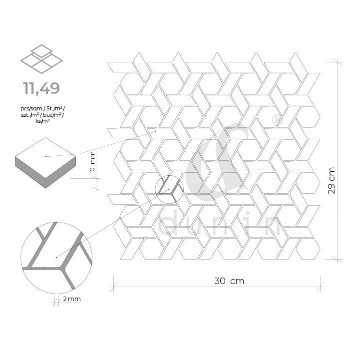 Mosaïque Armure blanche de Carrara - 5