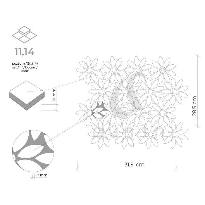 Mosaïque Carrara White Bloom - 6
