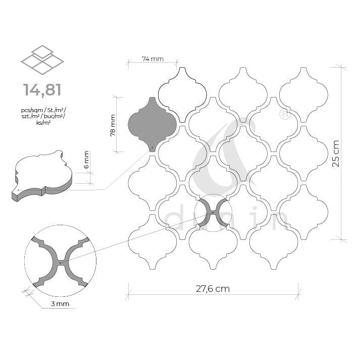 Mosaïque Mini Arabesco Noir - 5