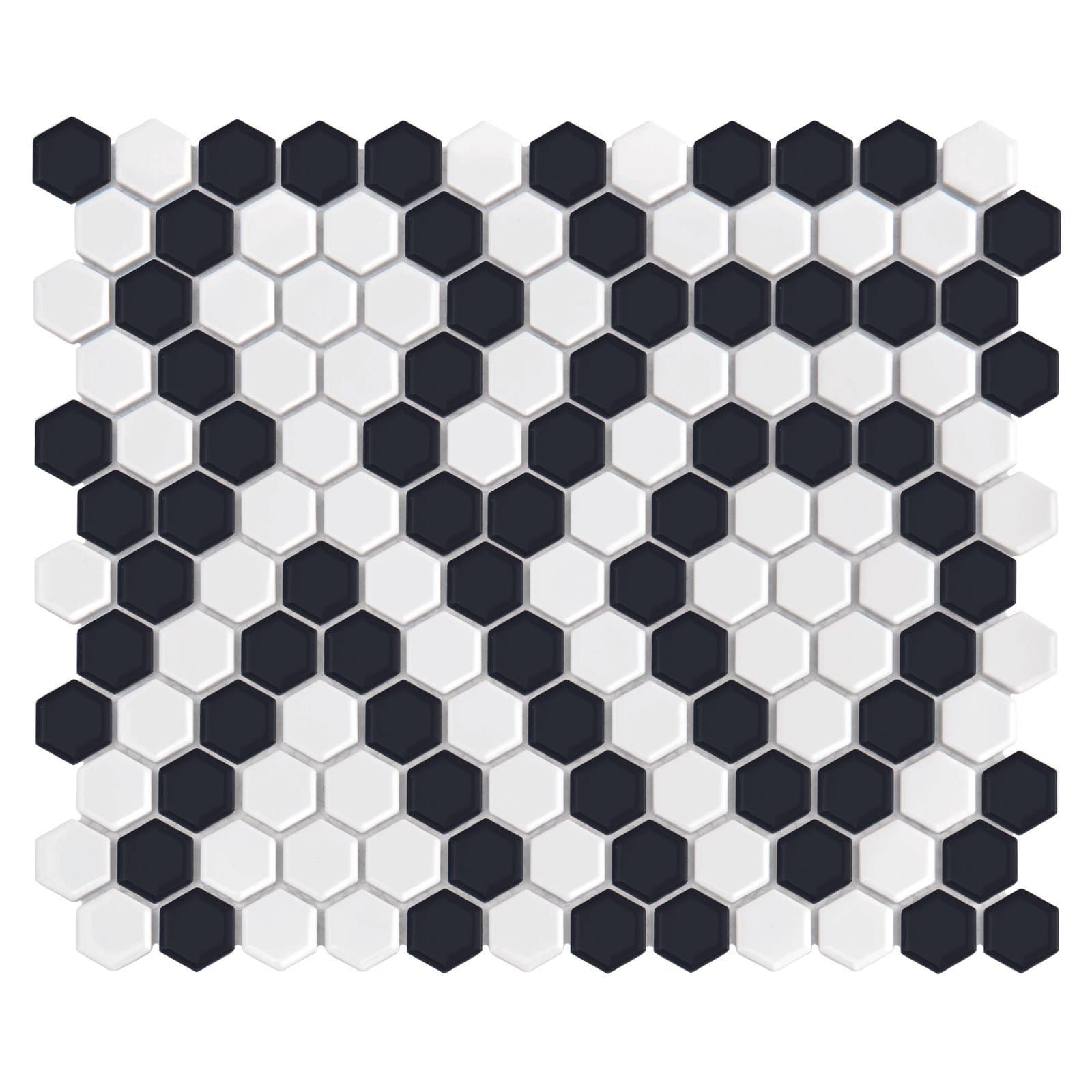 Mosaïque Dentelle Mini Hexagone Noir et Blanc