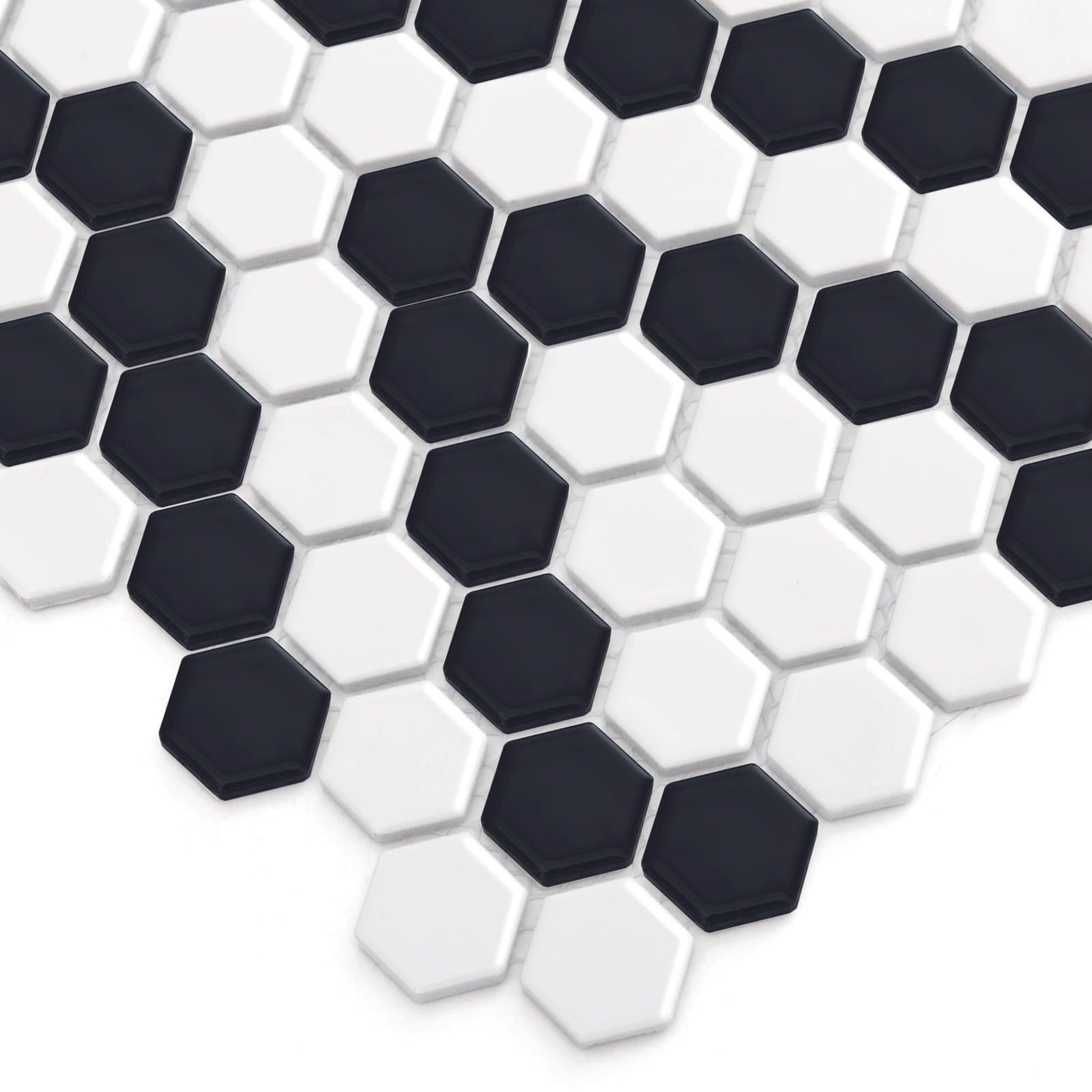 Mosaïque Dentelle Mini Hexagone Noir et Blanc - 3