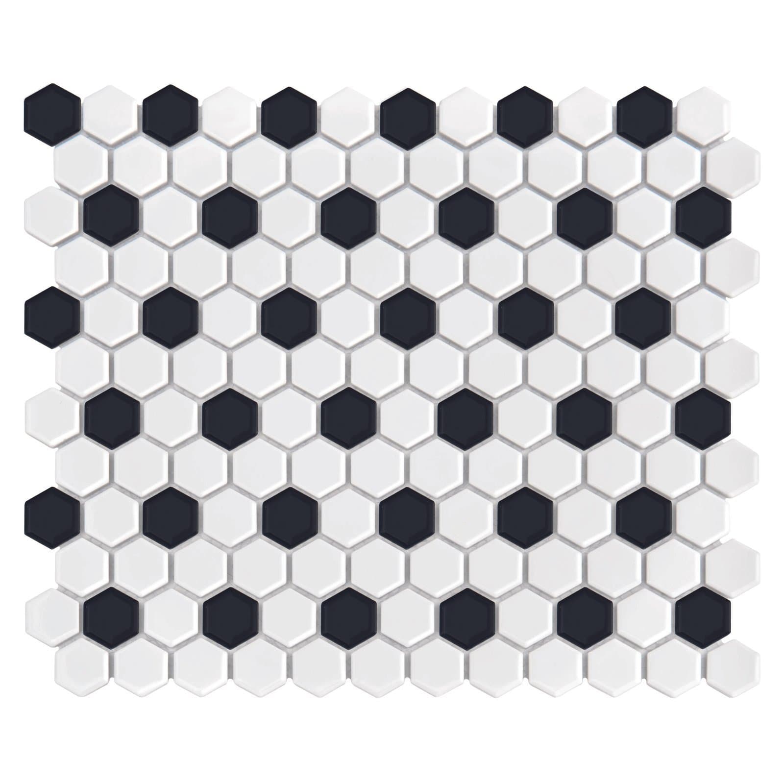 Mosaïque Mini Hexagone B&W Mix Premium mat
