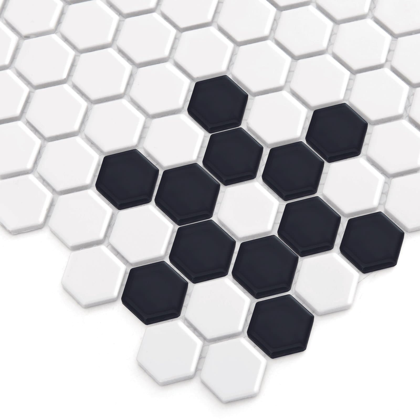 Mosaïque Mini Hexagone Noir et Blanc Neige - 3