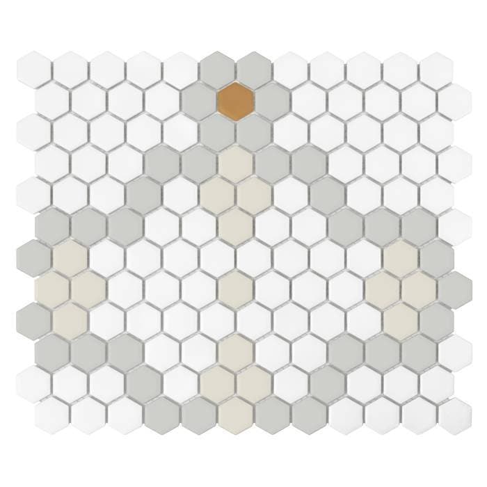 Carrelage Mini boussole hexagonale mate
