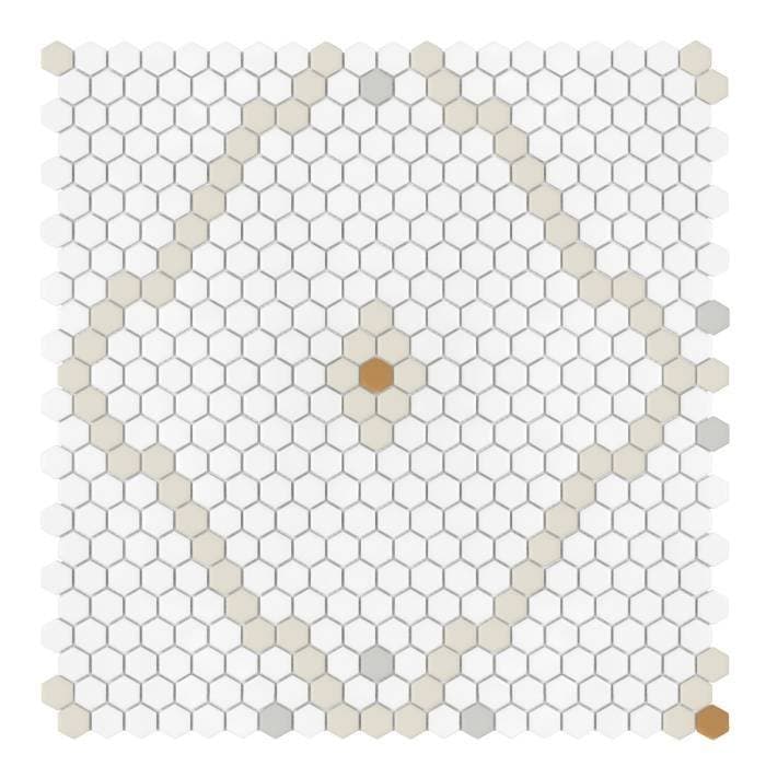 Carrelage Grès Cérame Hexagonal Mini Hexagone Rombdance Coton Mat