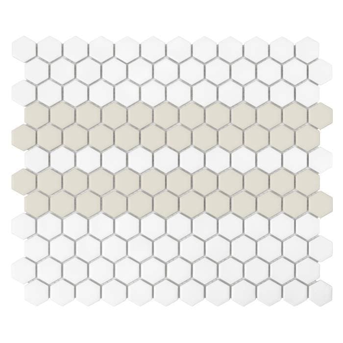 Carrelage hexagonal mini rayures 2.C mat Blanc Beige