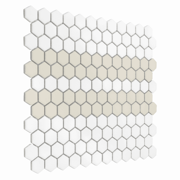 Carrelage hexagonal mini rayures 2.C mat Blanc Beige - 3
