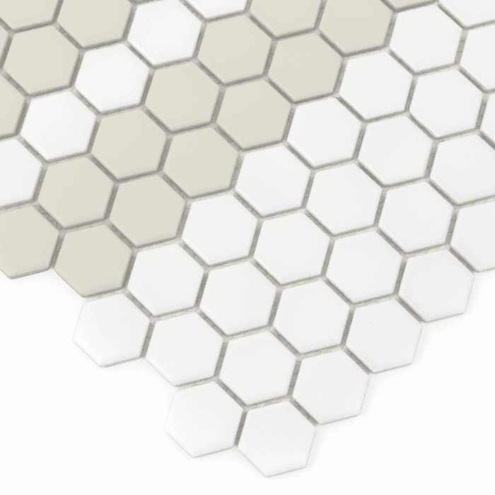 Carrelage hexagonal mini rayures 2.C mat Blanc Beige - 4