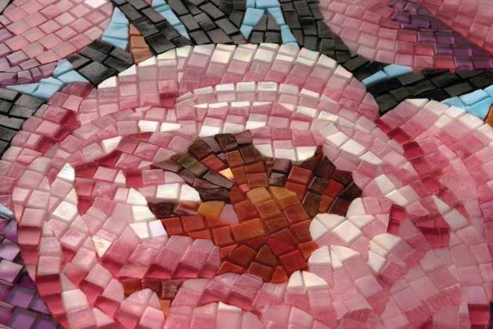 Mosaïque de verre Pivoines – 58×58 cm - 2