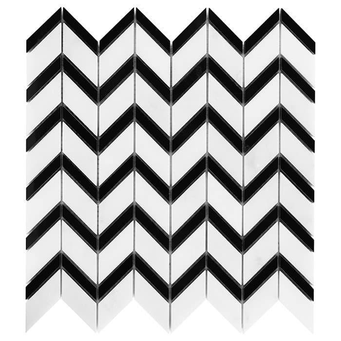 Mosaïque marbre chevron Blanc pur - 3