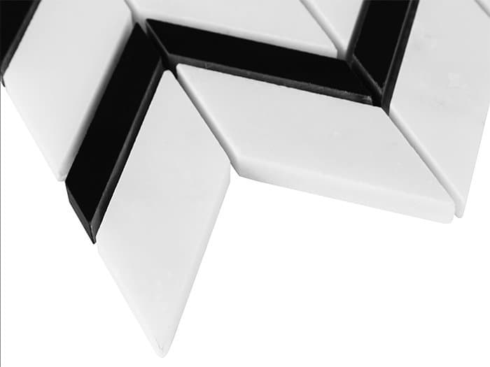 Mosaïque marbre chevron Blanc pur - 4