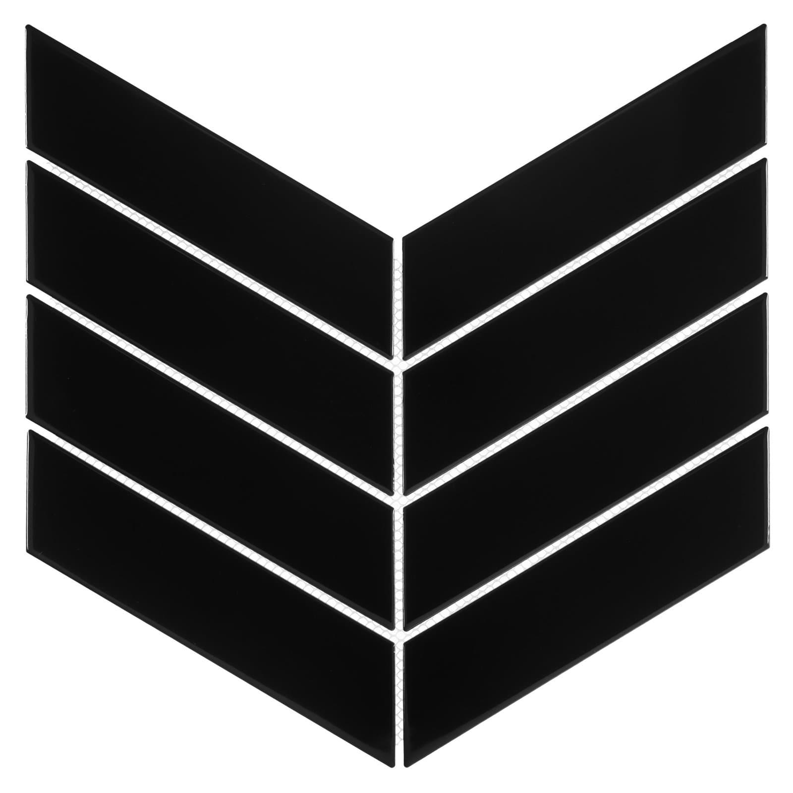 Mosaïque grès cérame chevron royal noir - 3