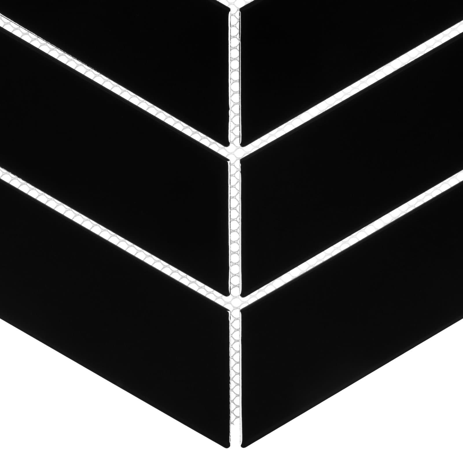 Mosaïque grès cérame chevron royal noir - 4