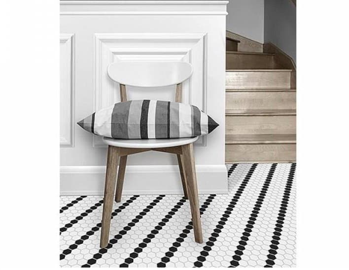 Mosaïque hexagonale Mini Hexagone Noir et Blanc Lean Premium mat - 2