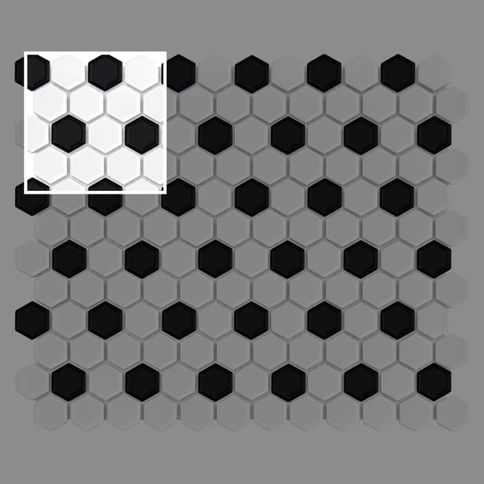 Échantillon Mini Hexagone B&W Mix Premium mat