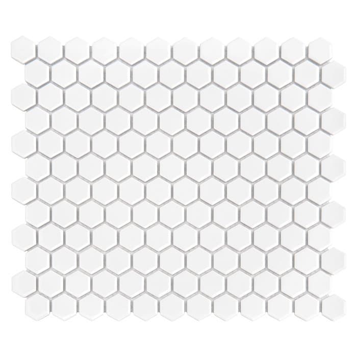 Mosaïque porcelaine hexagonale mini blanc - 3