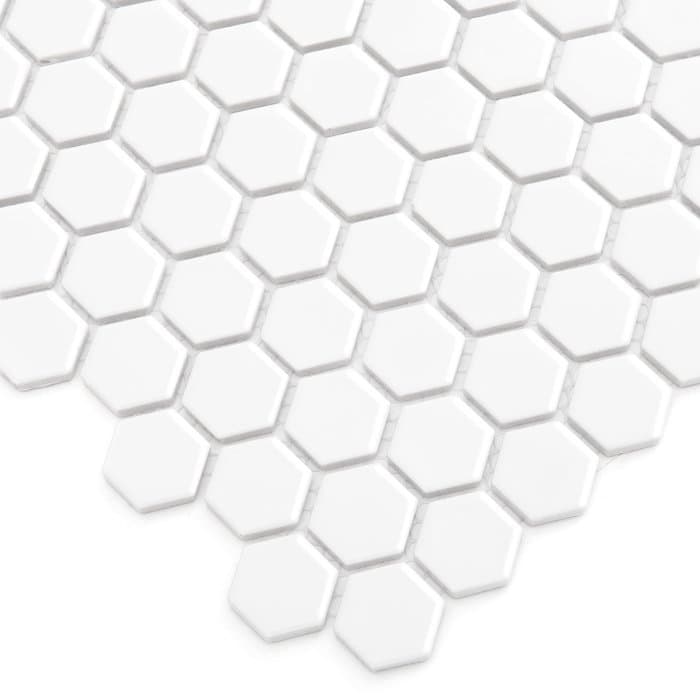 Mosaïque porcelaine hexagonale mini blanc