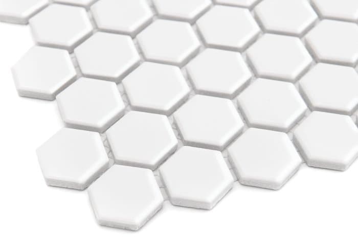 Mosaïque porcelaine hexagonale mini blanc - 4
