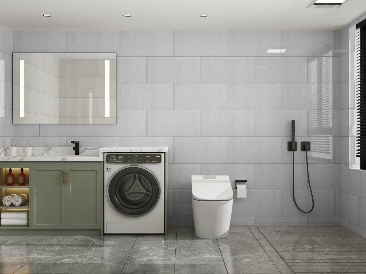 Lot de 240 carreaux décoratifs auto-adhésifs PS-007 couvrant 43,2 m²- blanc cassé avec nuances grises