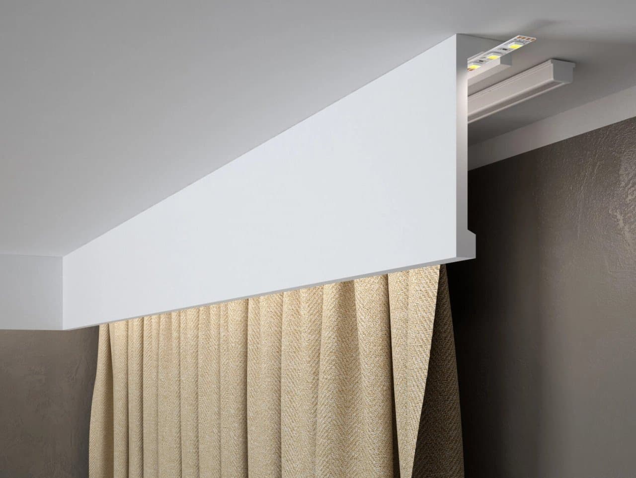 Cache Tringle à Rideau QL036 240cm Blanc Mate