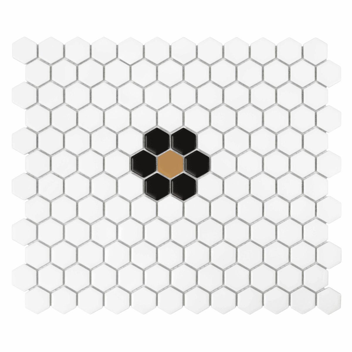 Carrelage Mini Hexagone Marguerite Noir mat