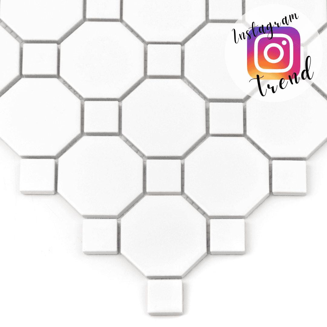 Mosaïque Mini Octagon Blanc 55 mat