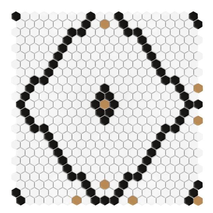 Carrelage Mini Hexagone Rombdance Noir mat