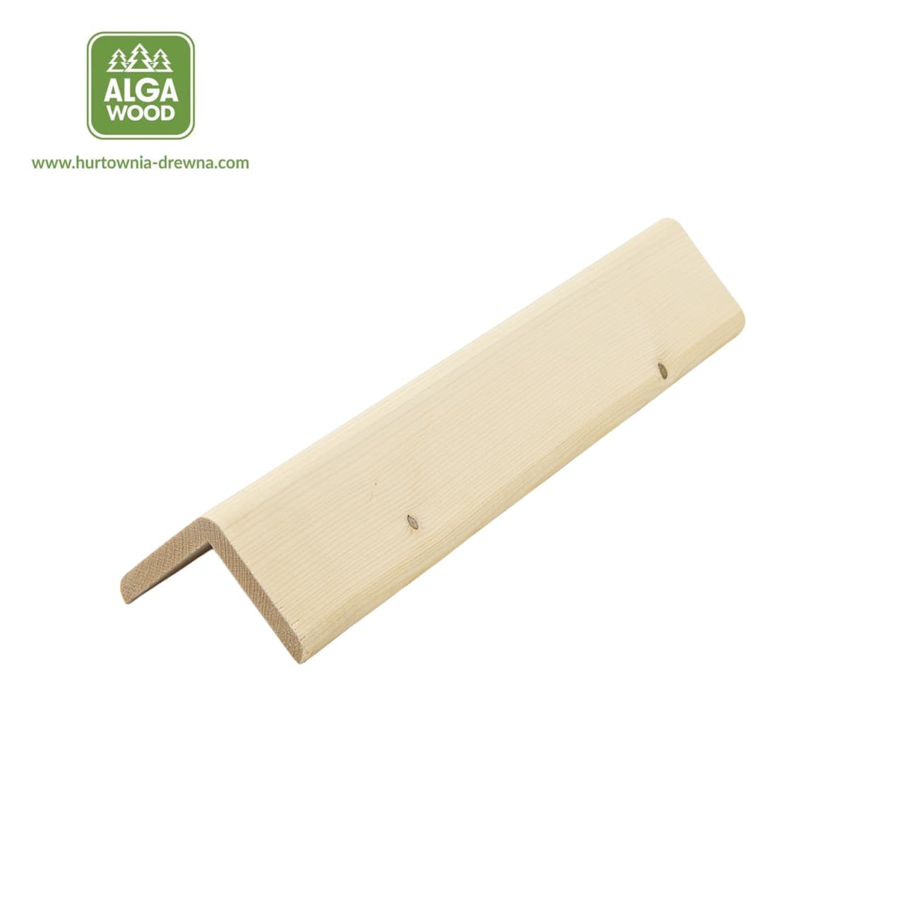 Cornière en bois d'épicéa 6,5 × 6,5 cm, épaisseur 1 cm