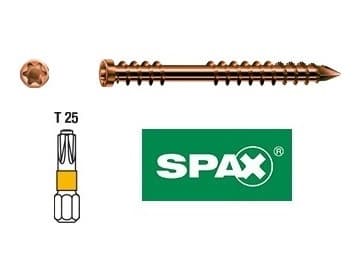 Vis à bois en acier inoxydable A2 vieil or 5 x 5 cm TORX 25 – paquet de 200 pièces