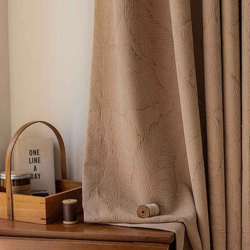 Rideaux chenille américains pour salon : motif plume sombre, occultants complets - DARTANK | Dartank