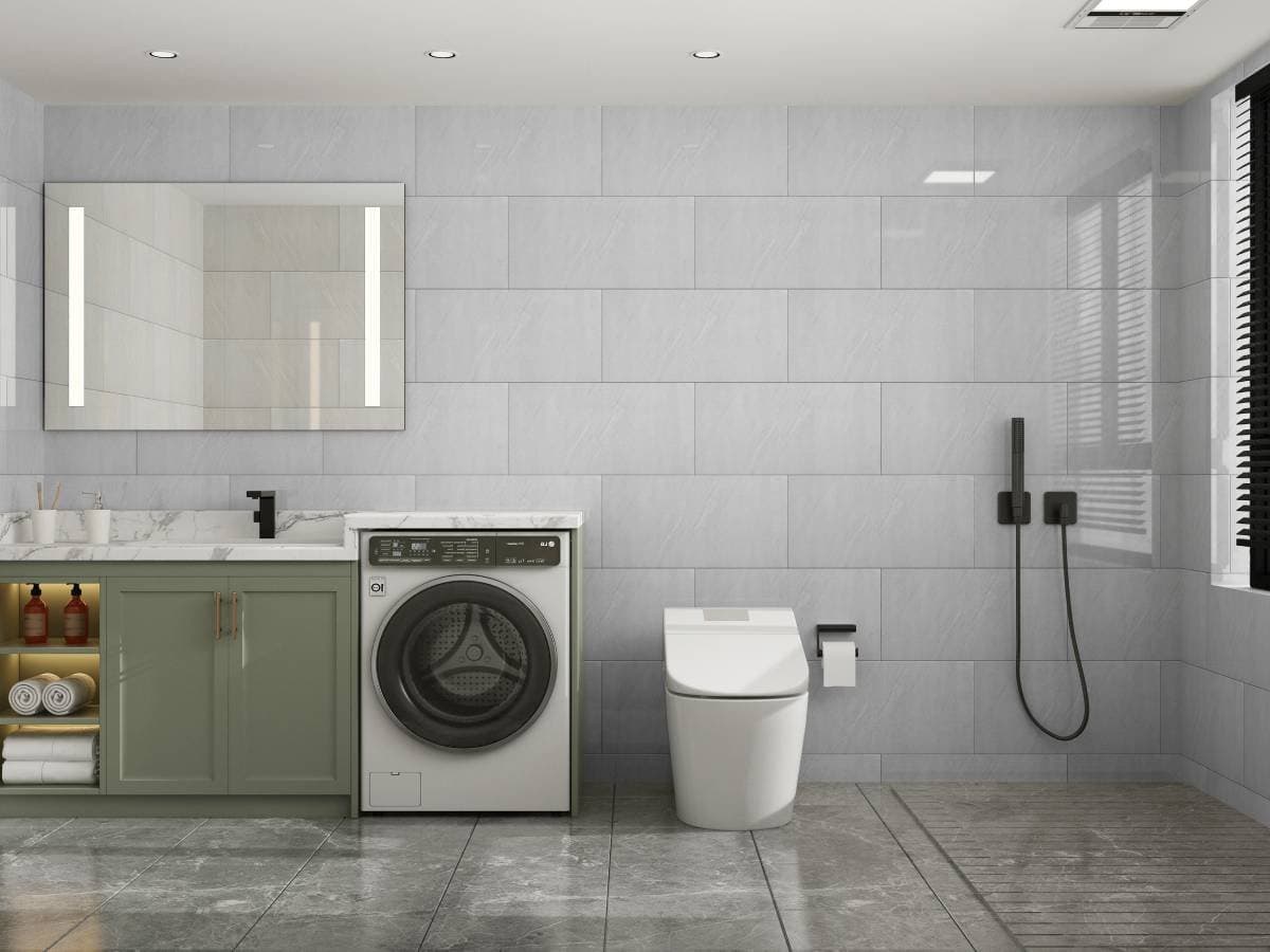 Lot de 240 carreaux décoratifs auto-adhésifs PS-007 couvrant 43,2 m²- blanc cassé avec nuances grises