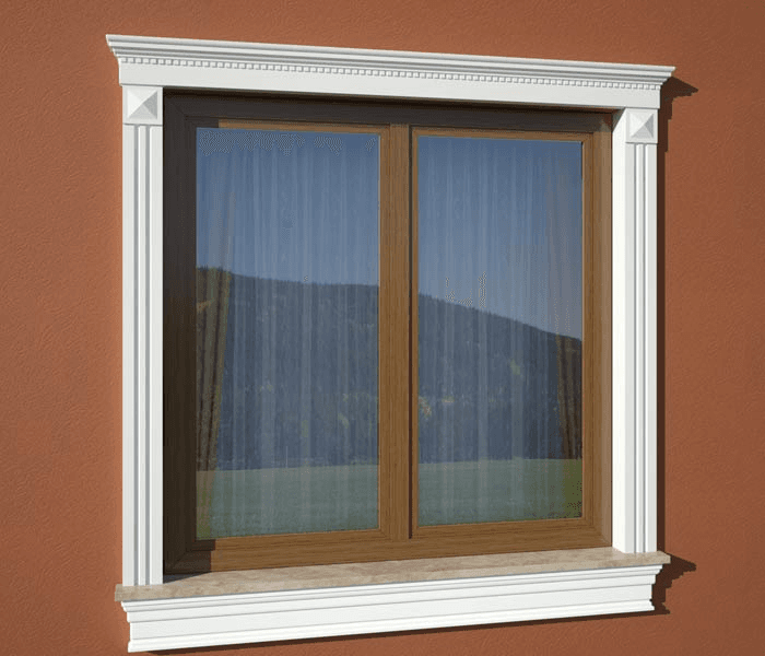 Corniche de fenêtre GO4 - Ornementale avec Reliefs Dentelés Personnalisée - Coupes et finition d’usine – gratuites.