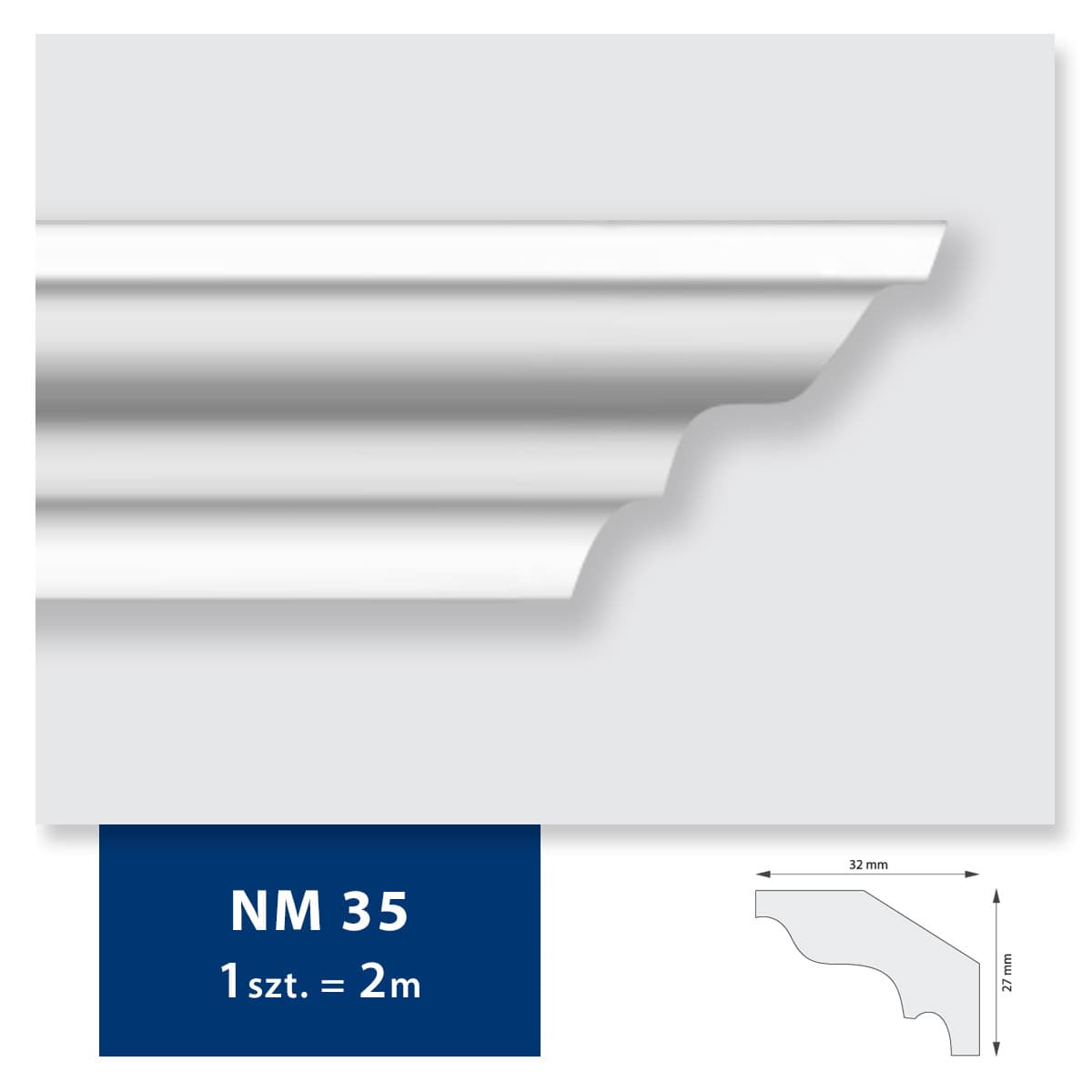Carton de 256 mètres Corniche Plafond NM35 DMS - 128 pièces