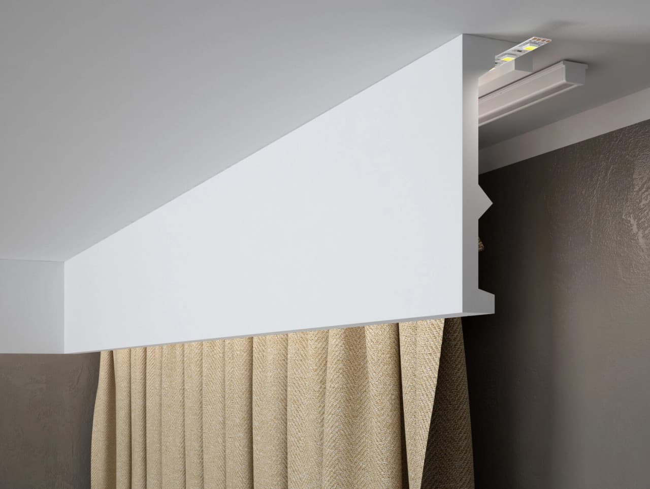 Cache Tringle à Rideau QL056T 200cm Blanc Mate