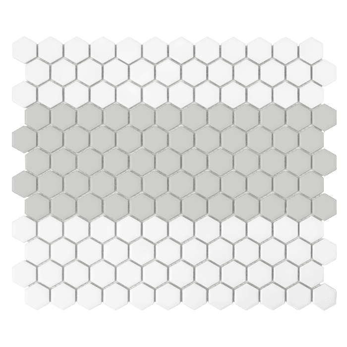 Carrelage hexagonale Mini rayures 1.A mat Blanc Beige Gris