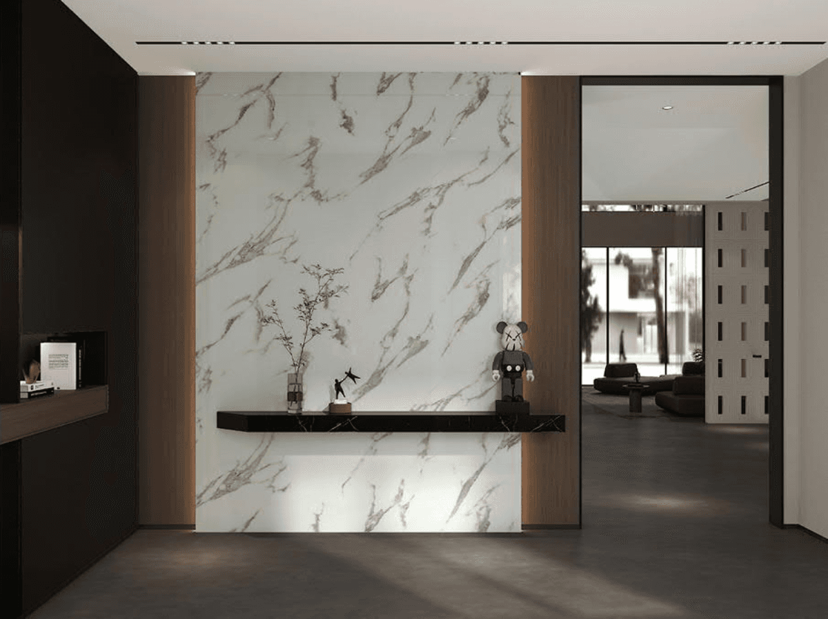 Lot 24 panneaux auto-adhésifs en rouleau PSR-002 couvrant 40,32m²- marbre blanc et doré