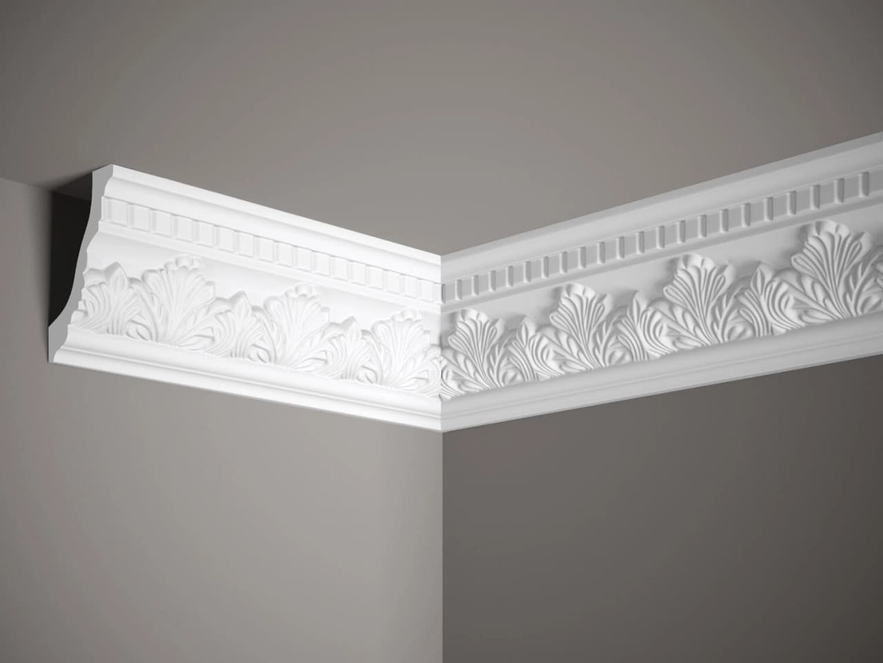 Corniche de plafond orné blanc mate en Profoam MDA098 - L: 200,00 (cm) x H: 11,60 (cm)x P: 7,40 (cm)