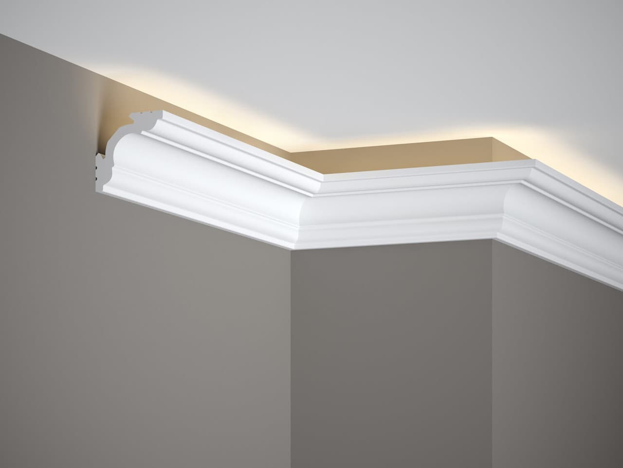 Corniche de plafond avec fraisage blanc en ProFoam mate MDA106 - L: 200,00 (cm) x H: 7,50 (cm) x P: 7,50 (cm)