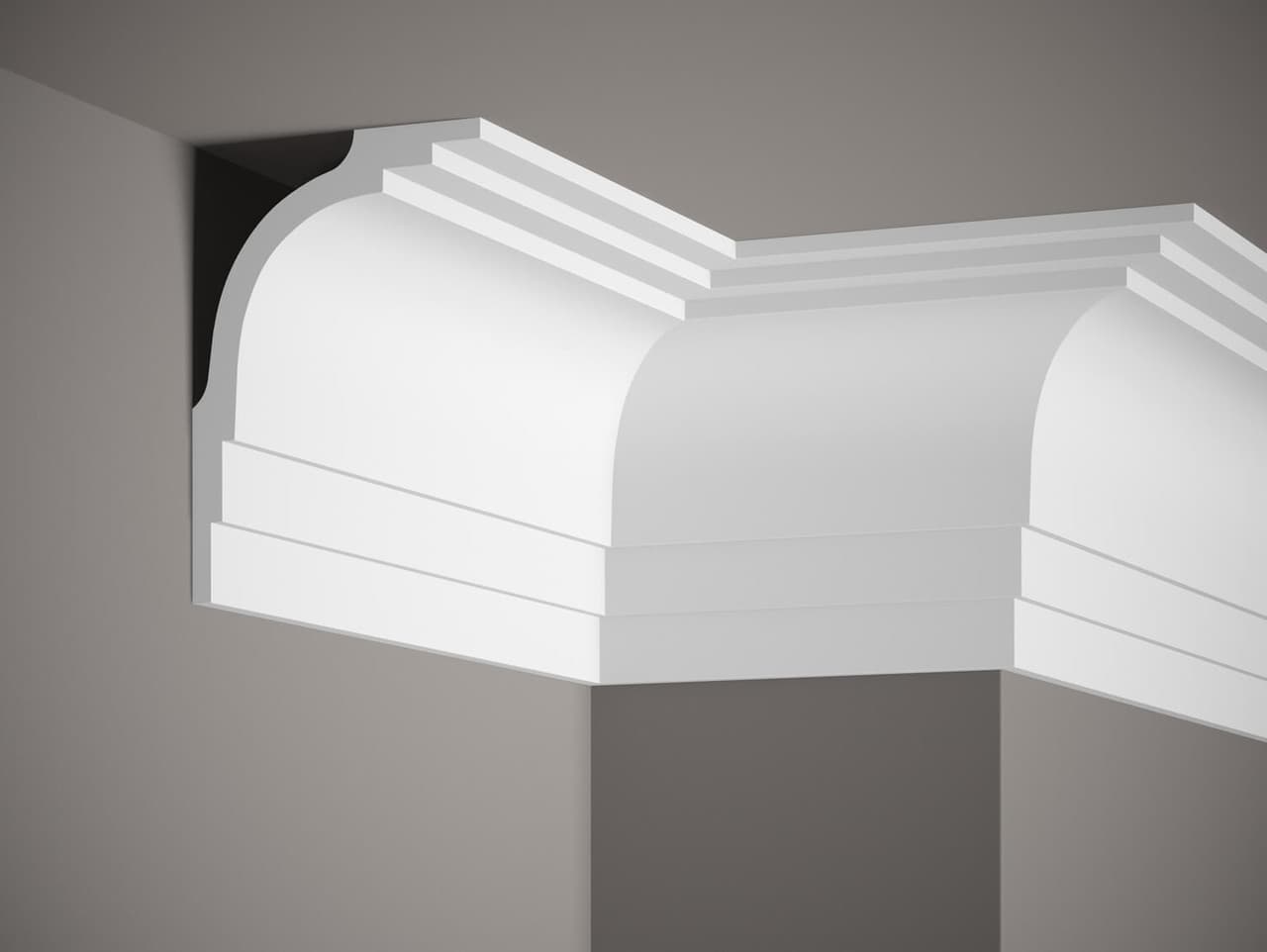 Corniche de plafond blanc mate en Profoam MDB104 - L: 200,00 (cm) x H: 16,50 (cm) x P : 12,40 (cm)