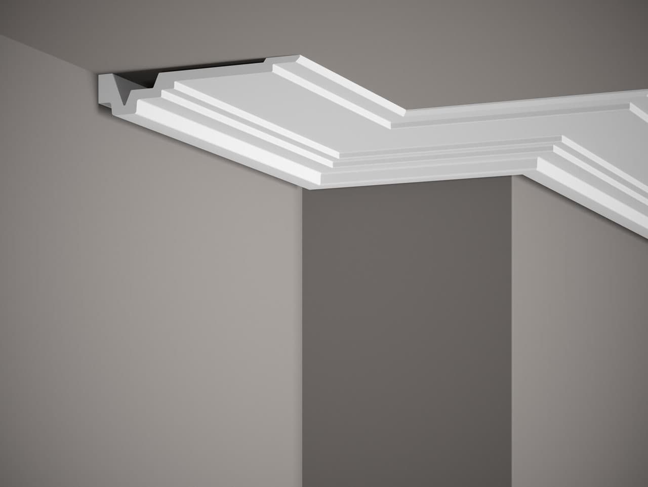 Corniche de plafond blanc mate en Profoam MDB163 - L: 200,00 (cm) x H: 3,20 (cm) x P : 16,00 ( (cm)