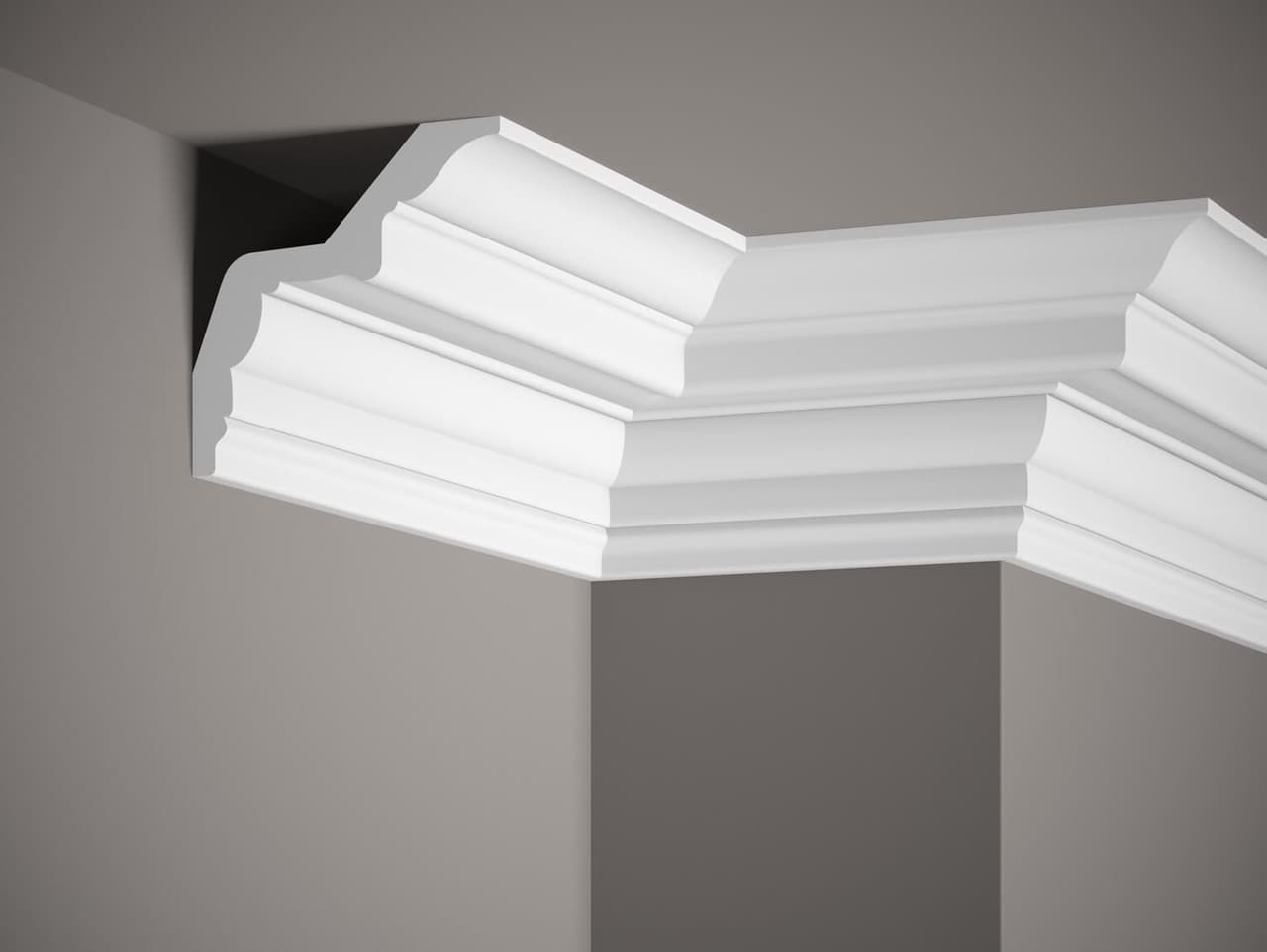 Corniche de plafond blanc mate en ProFoam MDB169 - L: 200,00 (cm) x H: 12,40 (cm) x P: 12,60 (cm)